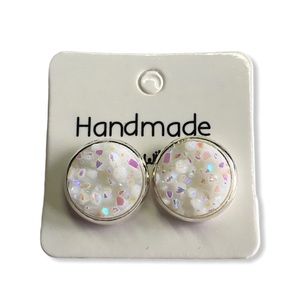 Rainbow Sparkling White Chunky Druzy Earrings!